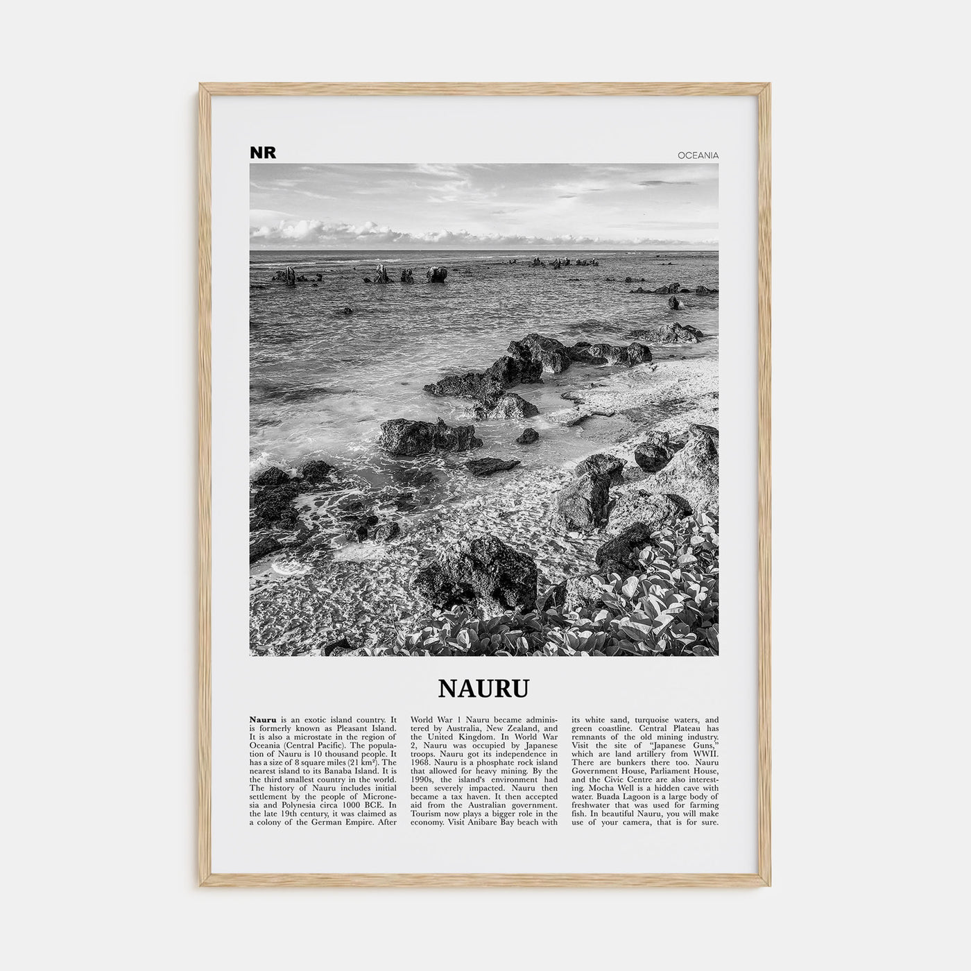 Nauru Travel B&W Poster