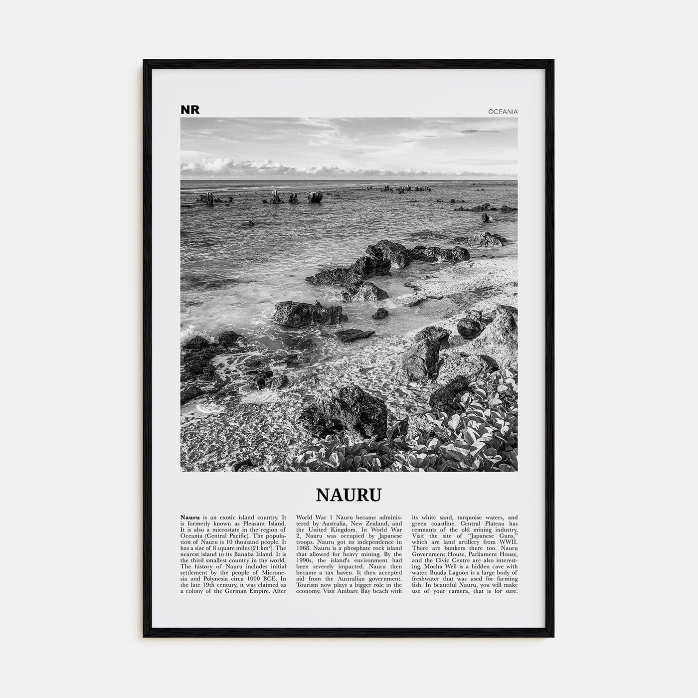 Nauru Travel B&W Poster