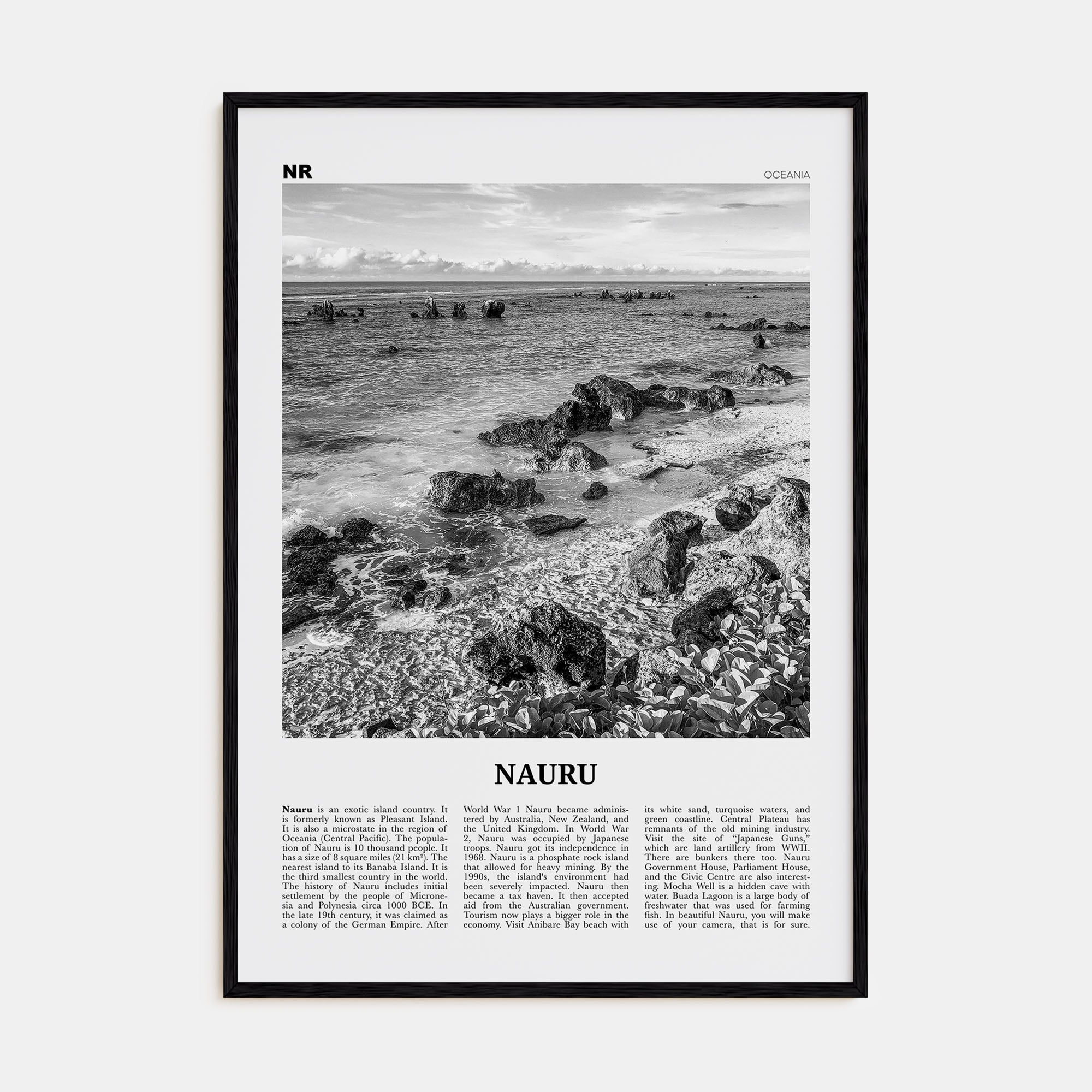 Nauru Travel B&W Poster