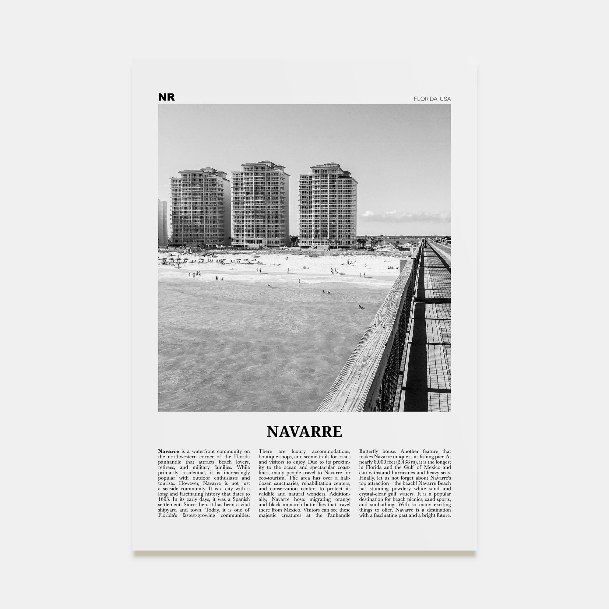 Navarre Travel B&W Poster