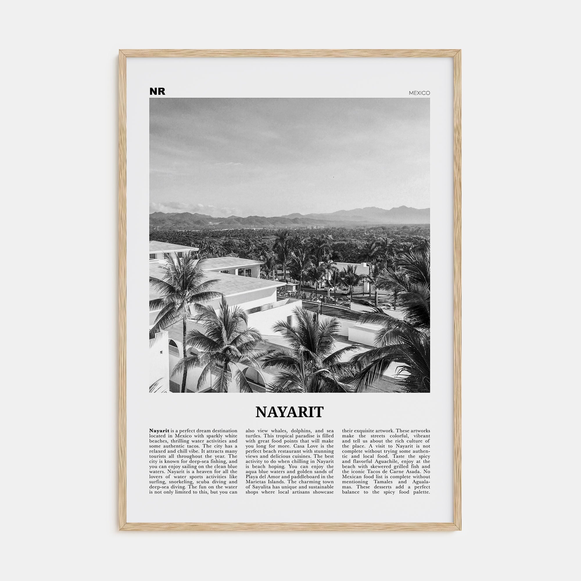 Nayarit Travel B&W Poster
