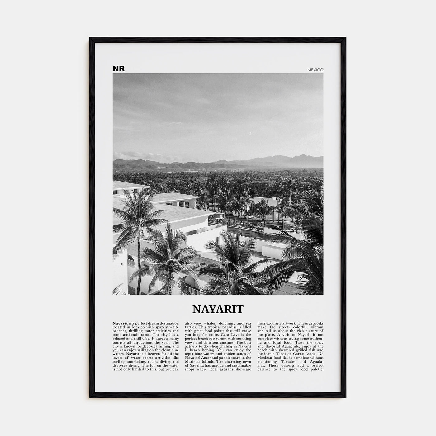 Nayarit Travel B&W Poster