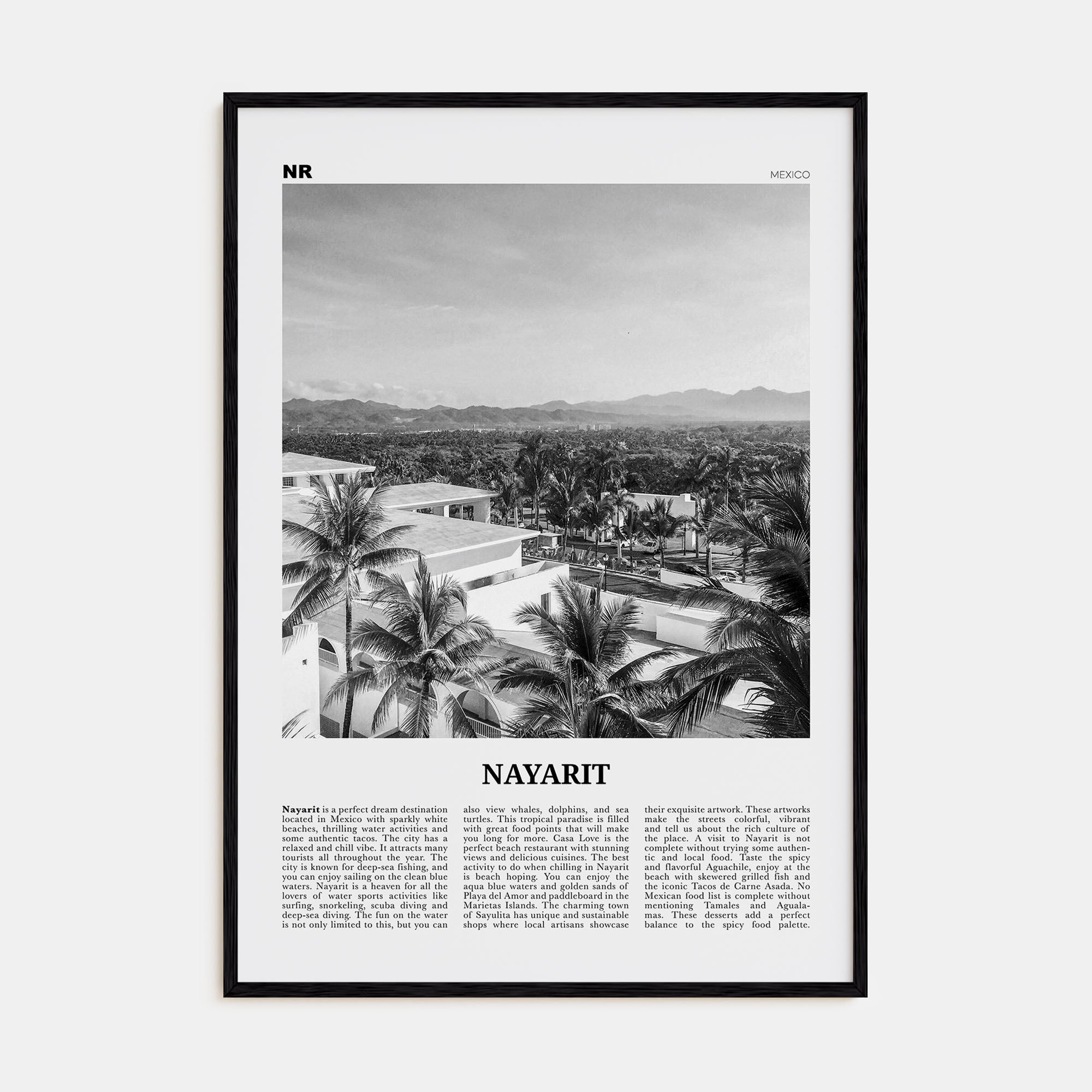 Nayarit Travel B&W Poster