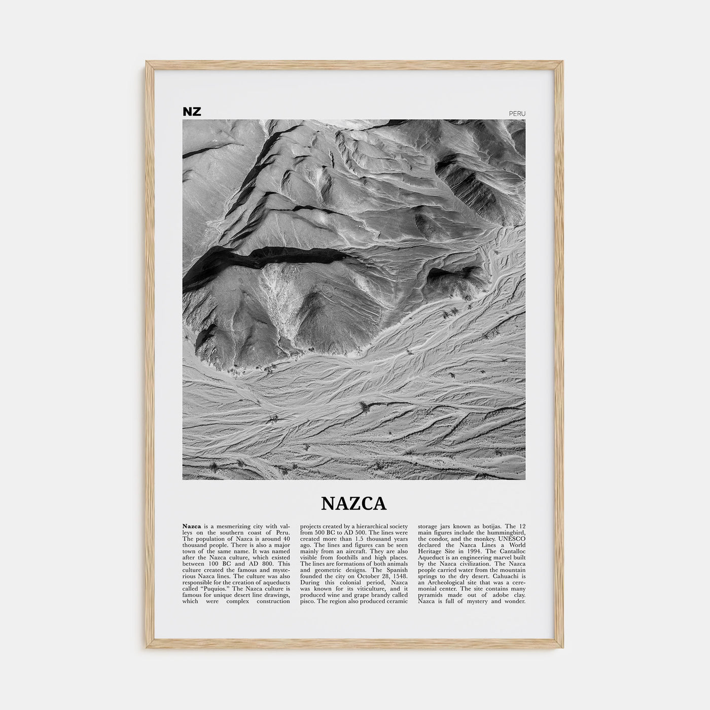 Nazca Travel B&W Poster