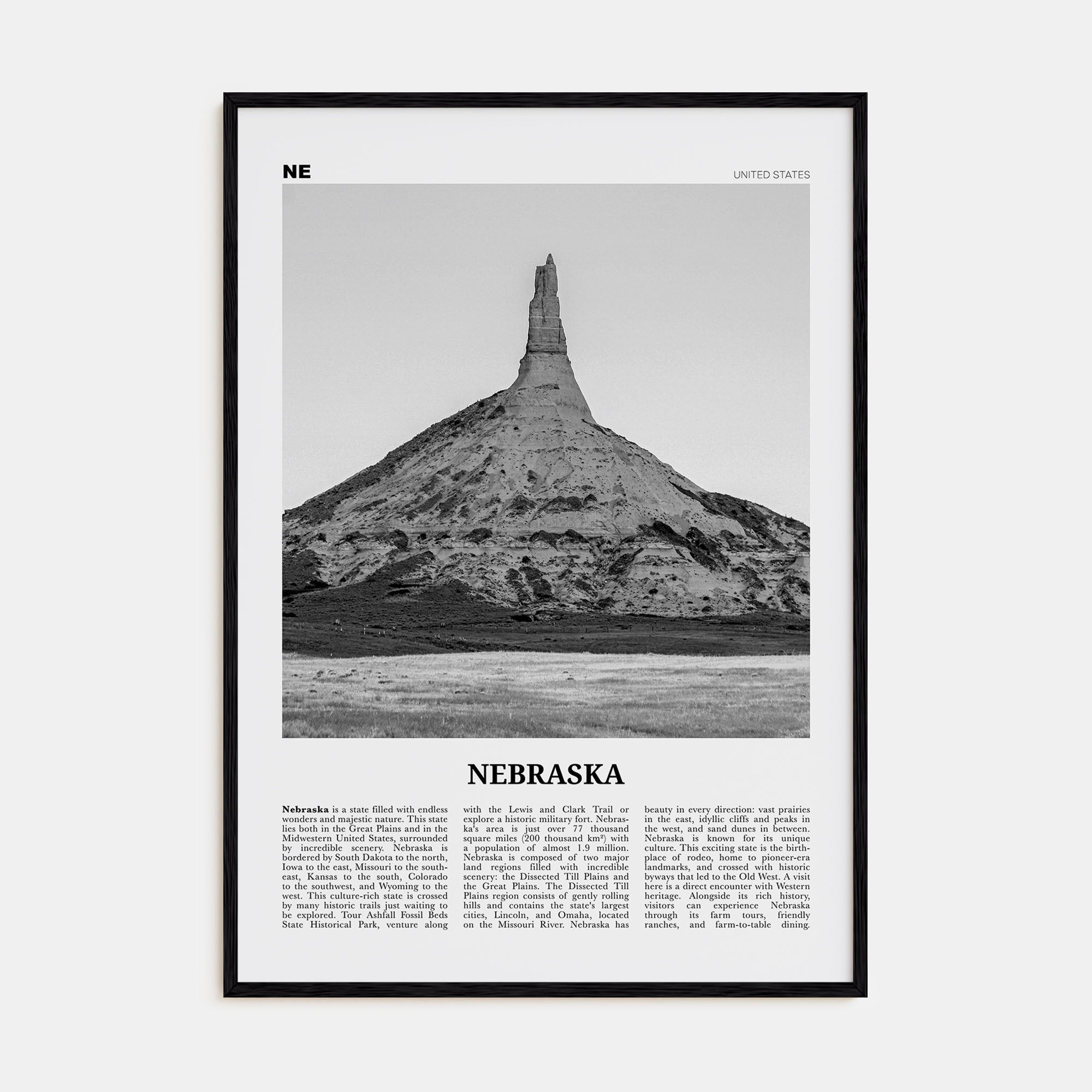 Nebraska Travel B&W No 2 Poster