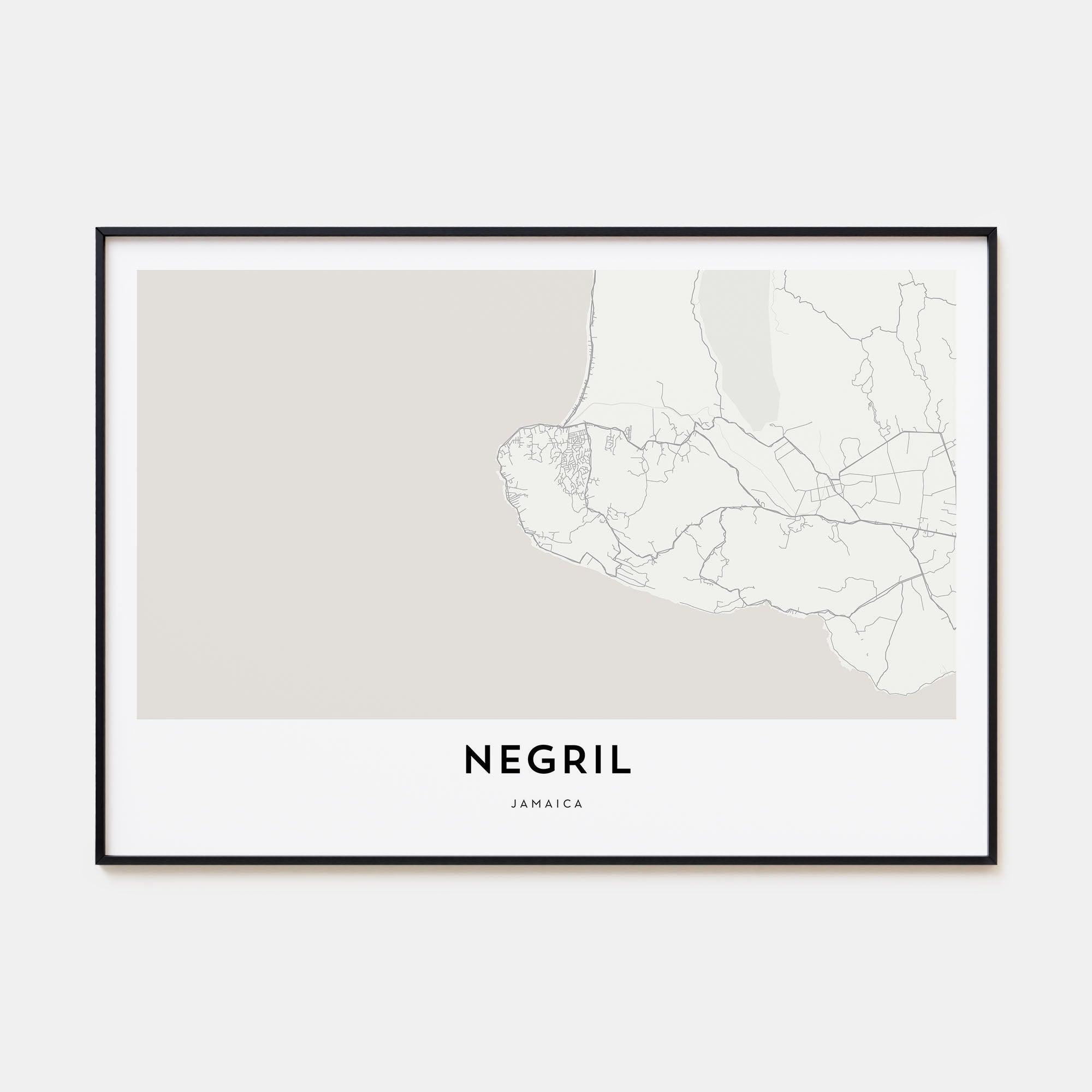 Negril Map Landscape Poster