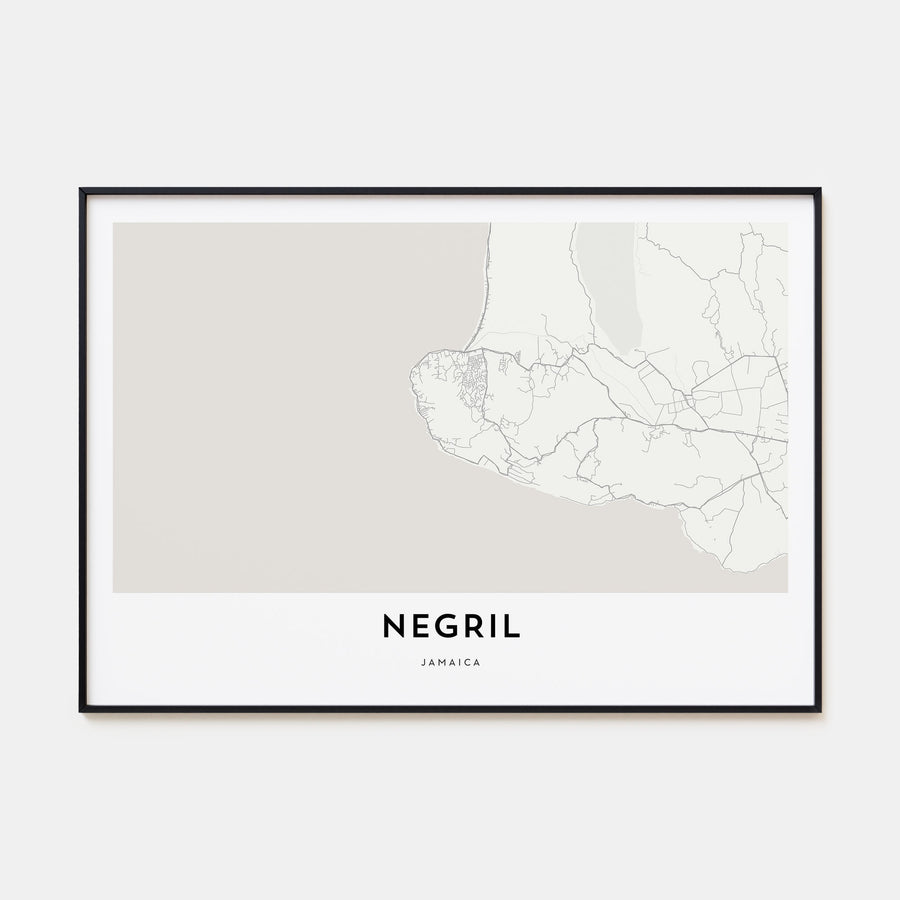 Negril Map Landscape Poster