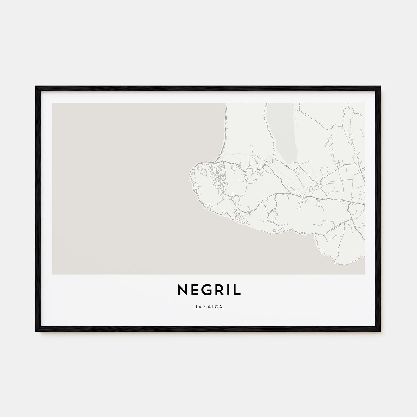 Negril Map Landscape Poster