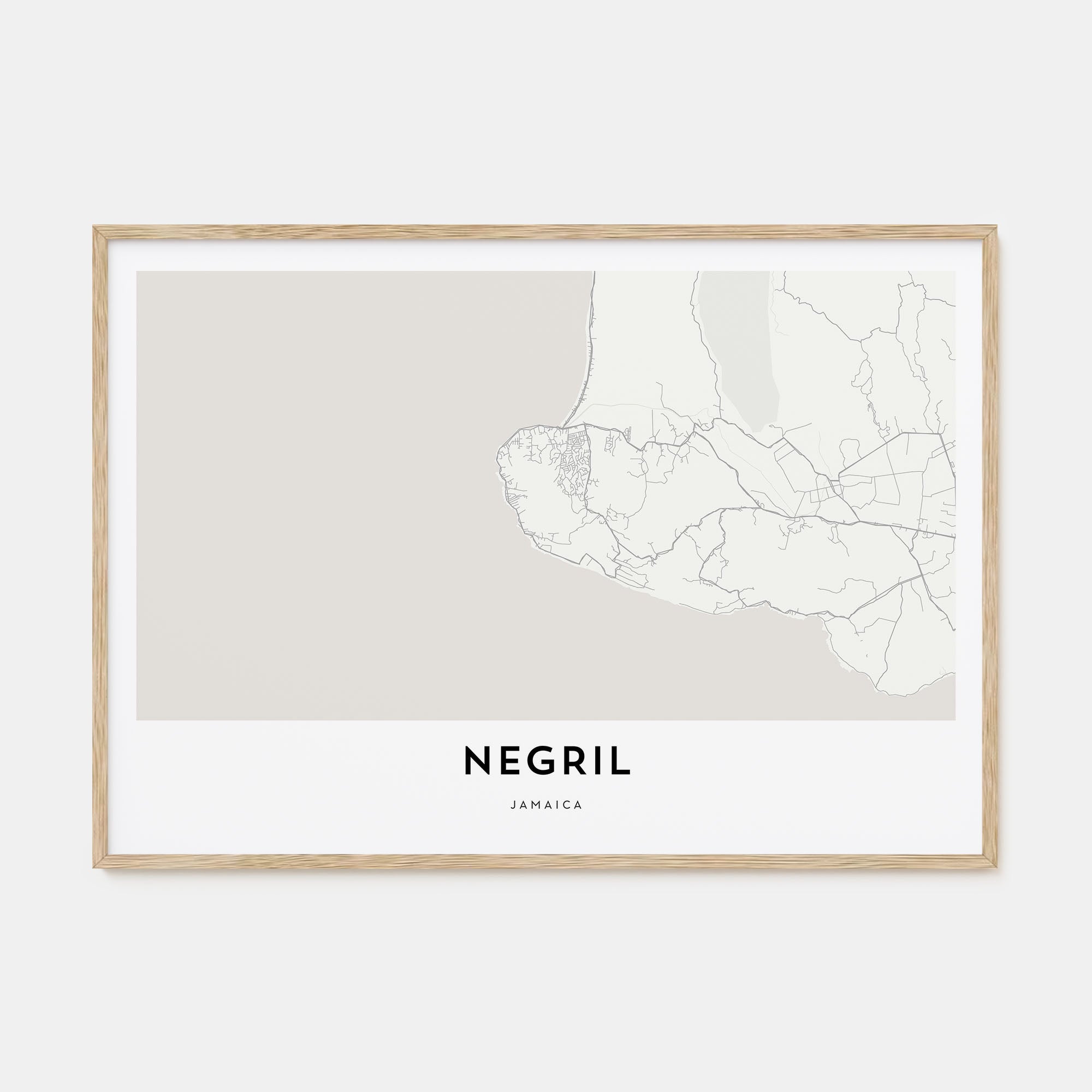 Negril Map Landscape Poster