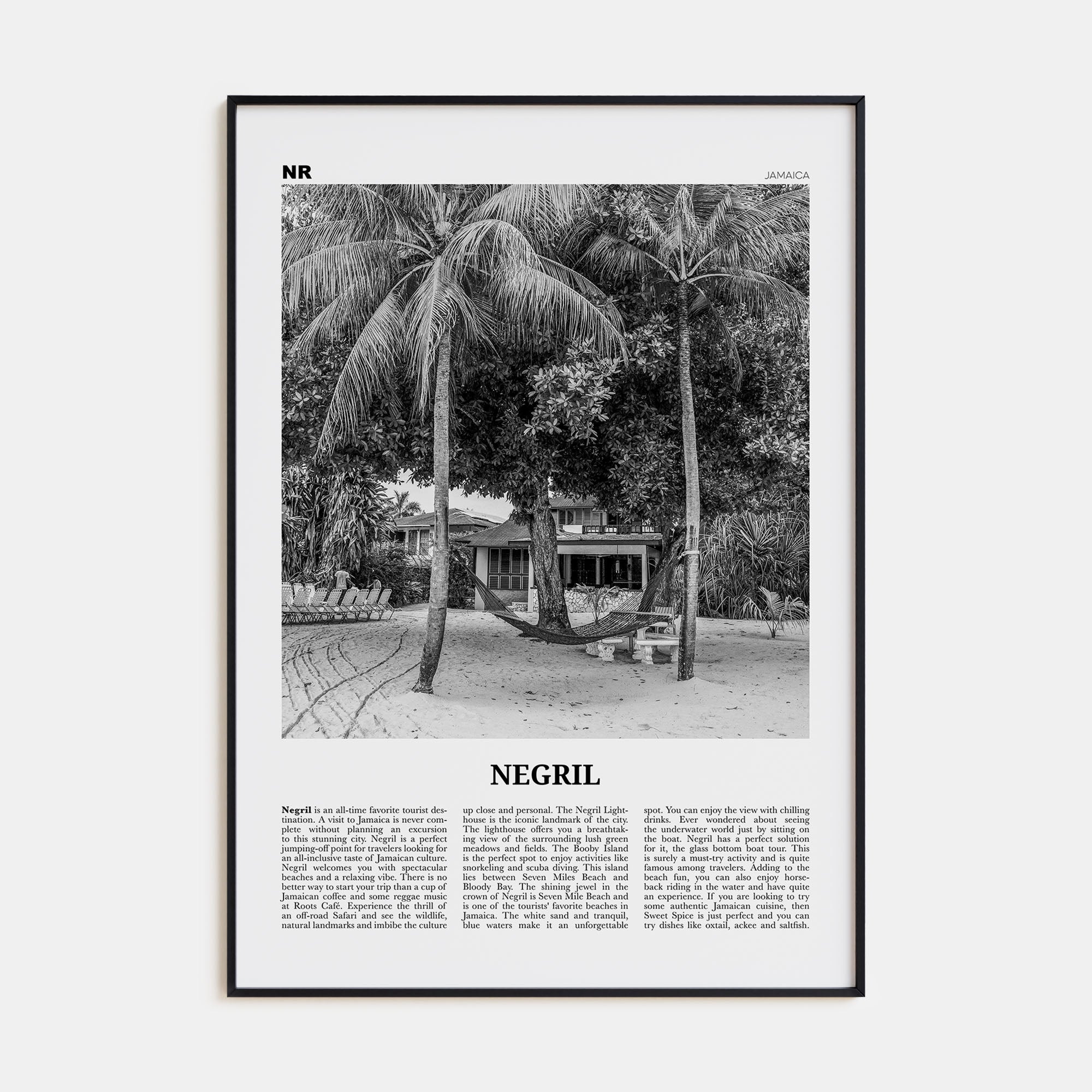 Negril Travel B&W Poster