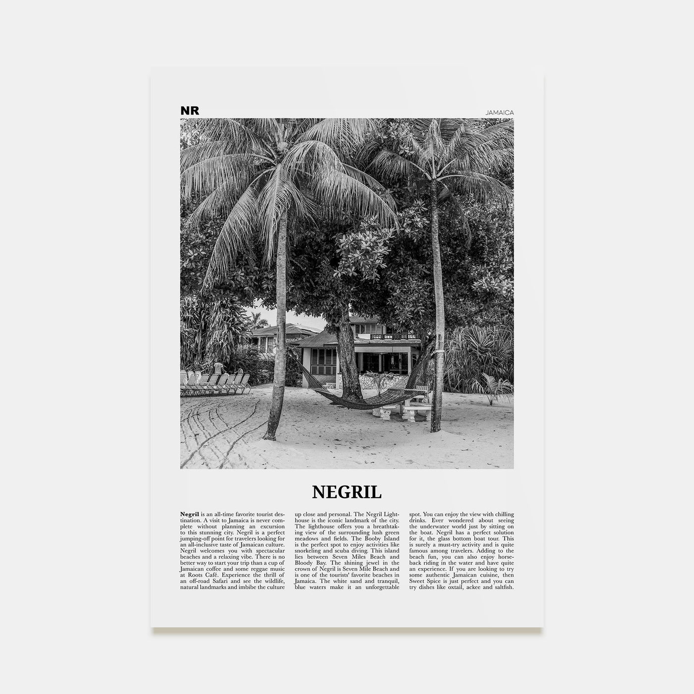 Negril Travel B&W Poster