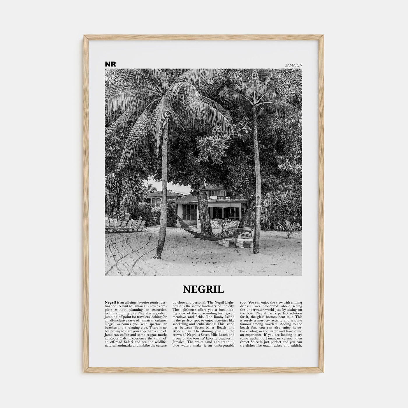Negril Travel B&W Poster