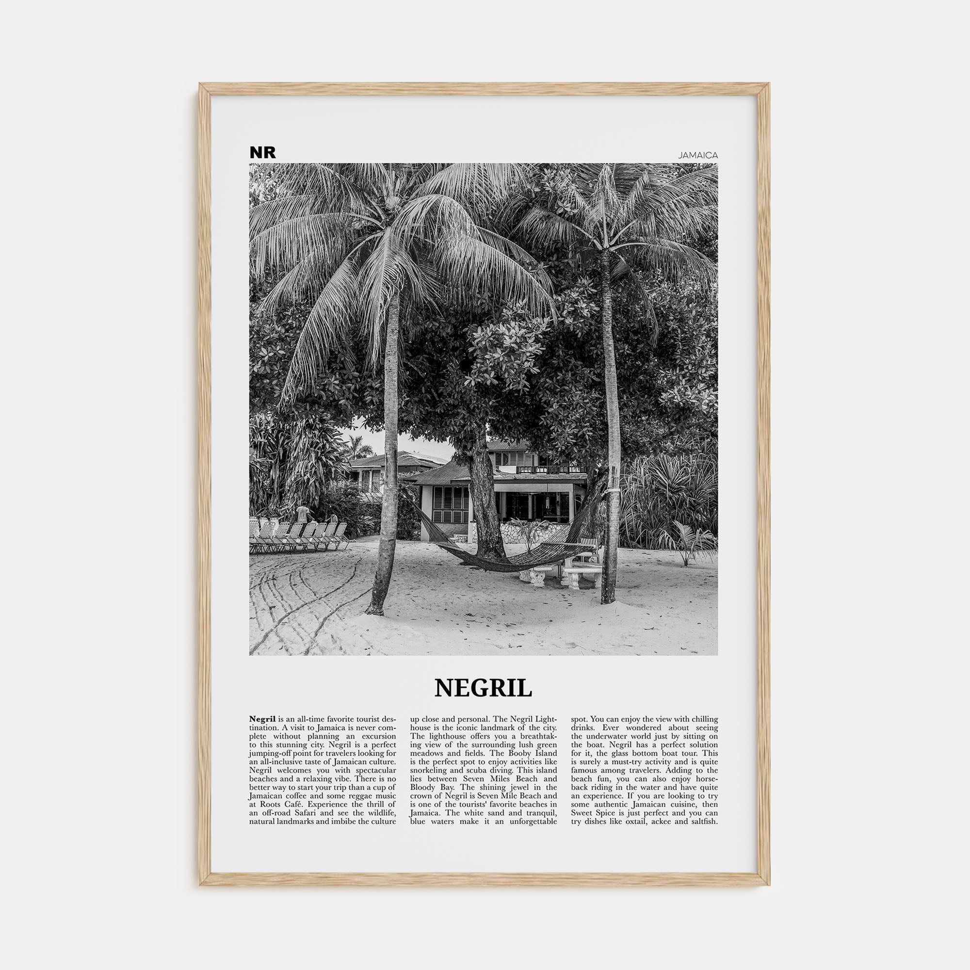 Negril Travel B&W Poster