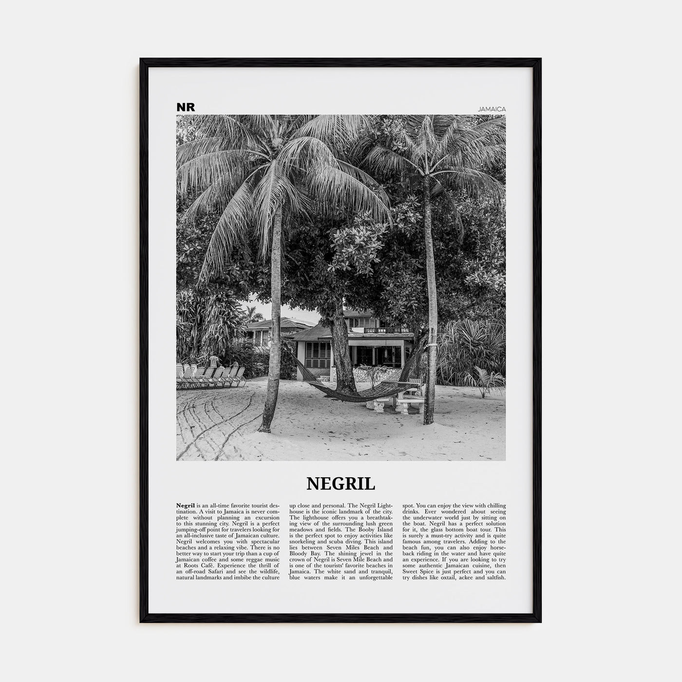 Negril Travel B&W Poster