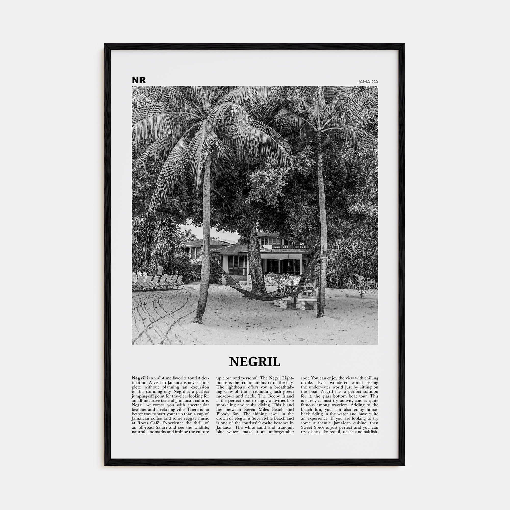 Negril Travel B&W Poster