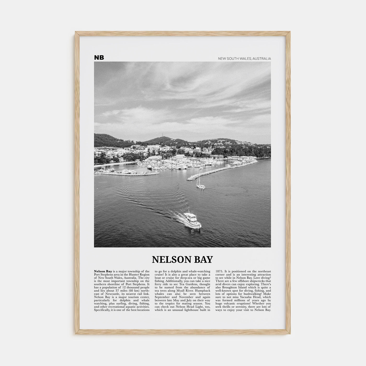 Nelson Bay Travel B&W Poster