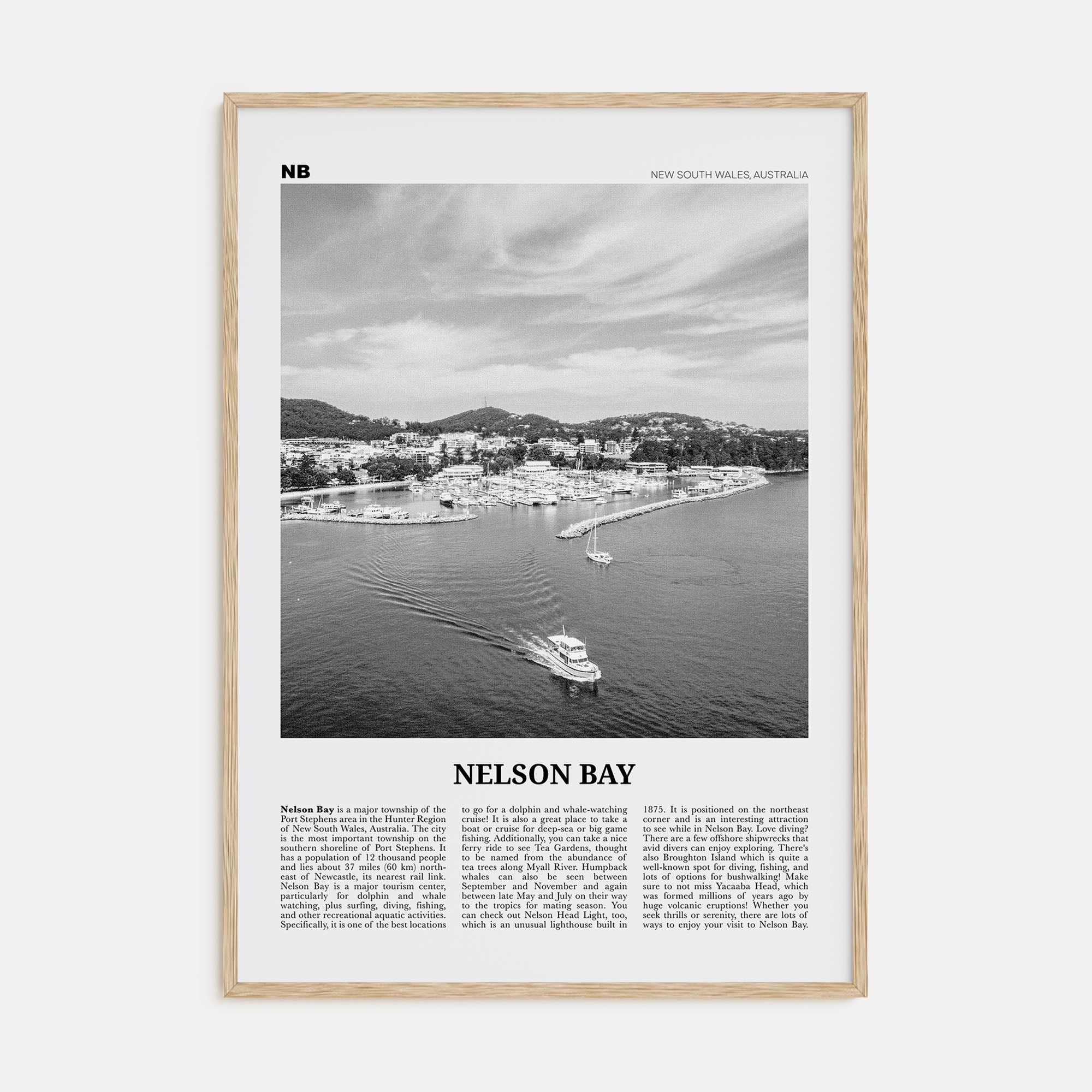 Nelson Bay Travel B&W Poster