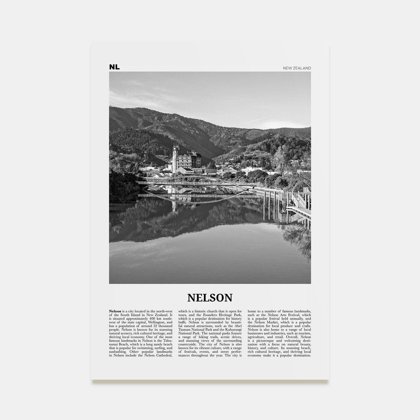 Nelson Travel B&W Poster