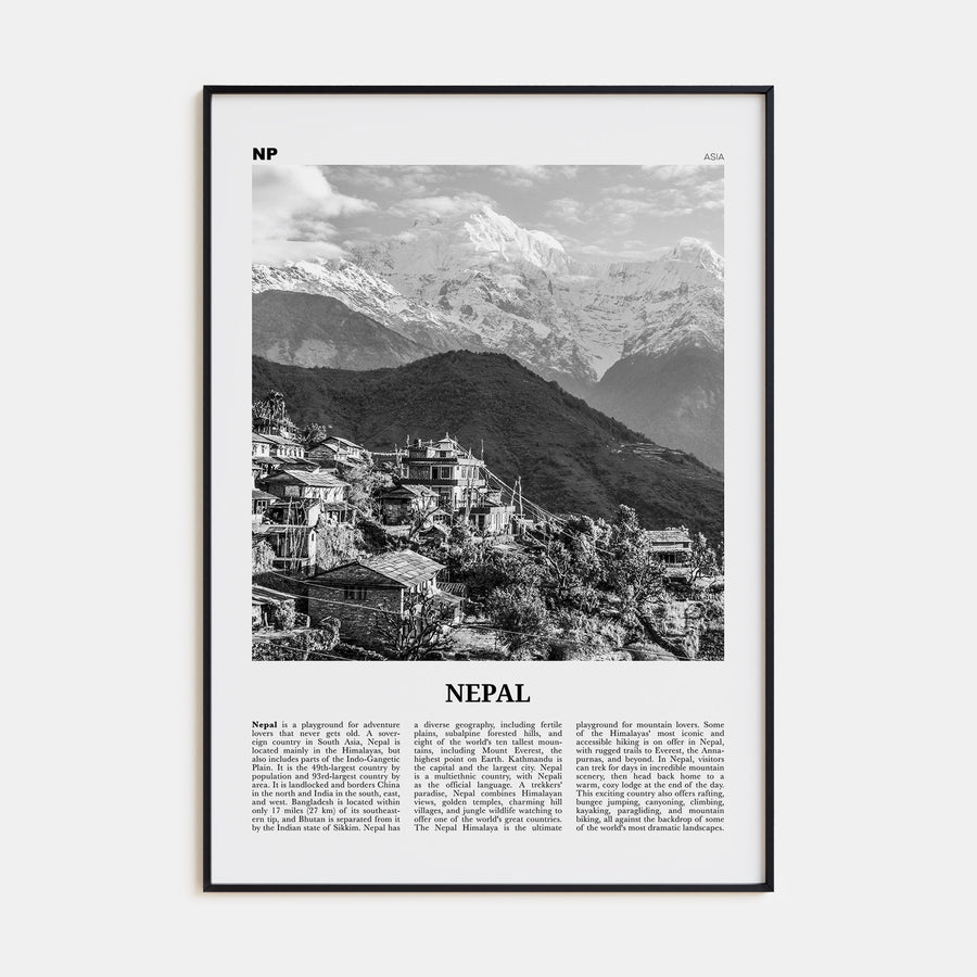 Nepal Travel B&W No 1 Poster