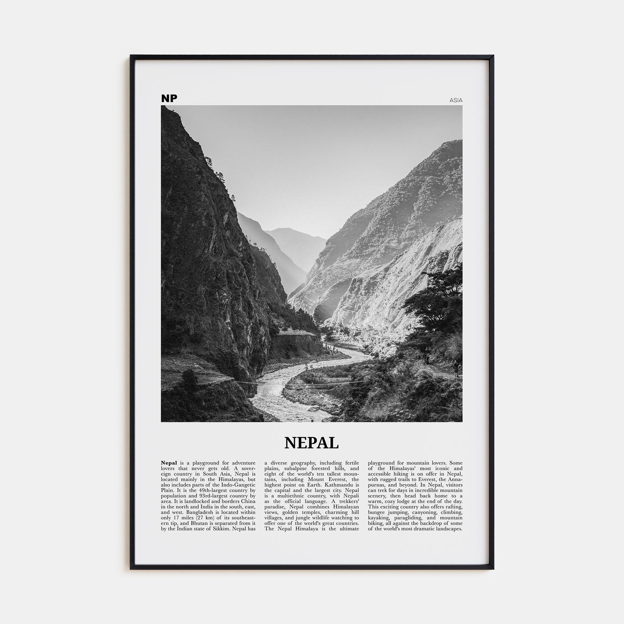 Nepal Travel B&W No 2 Poster