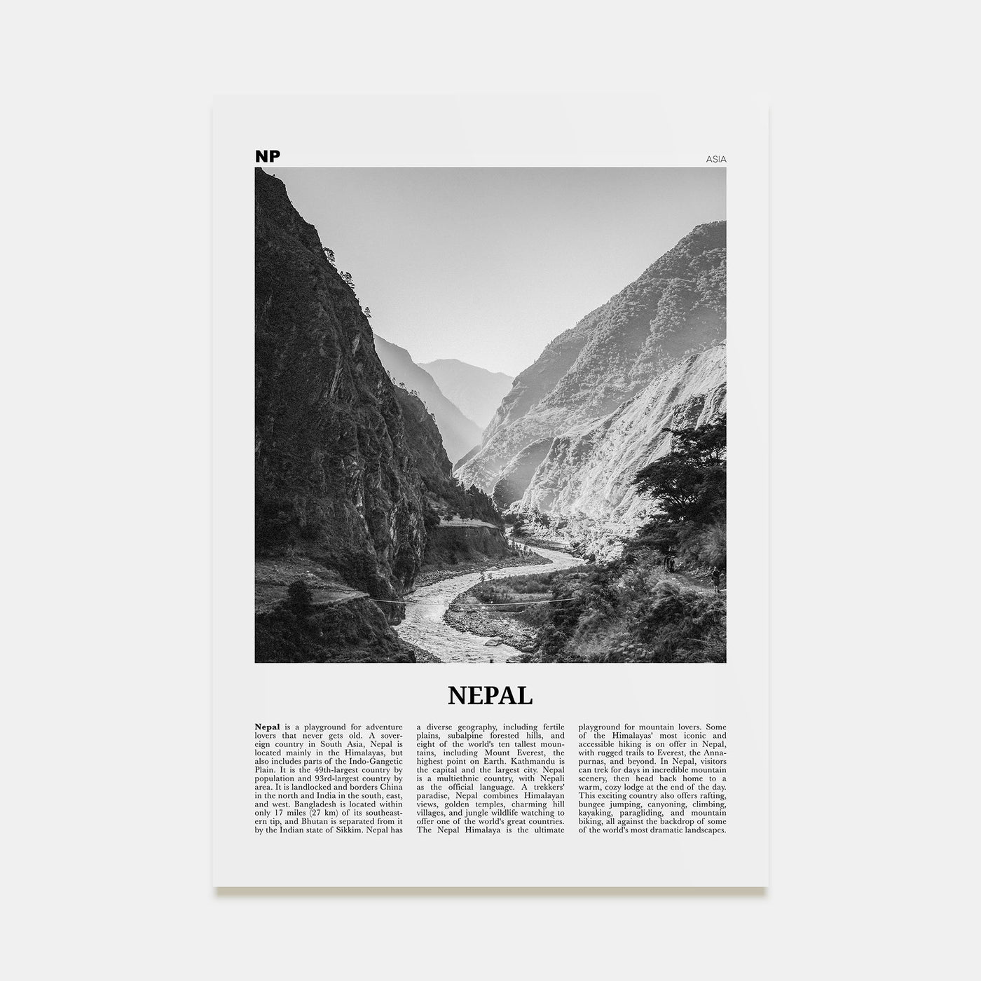 Nepal Travel B&W No 2 Poster