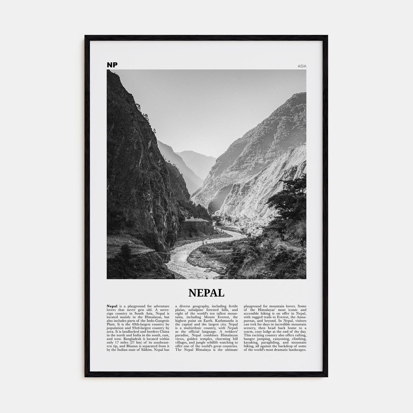 Nepal Travel B&W No 2 Poster