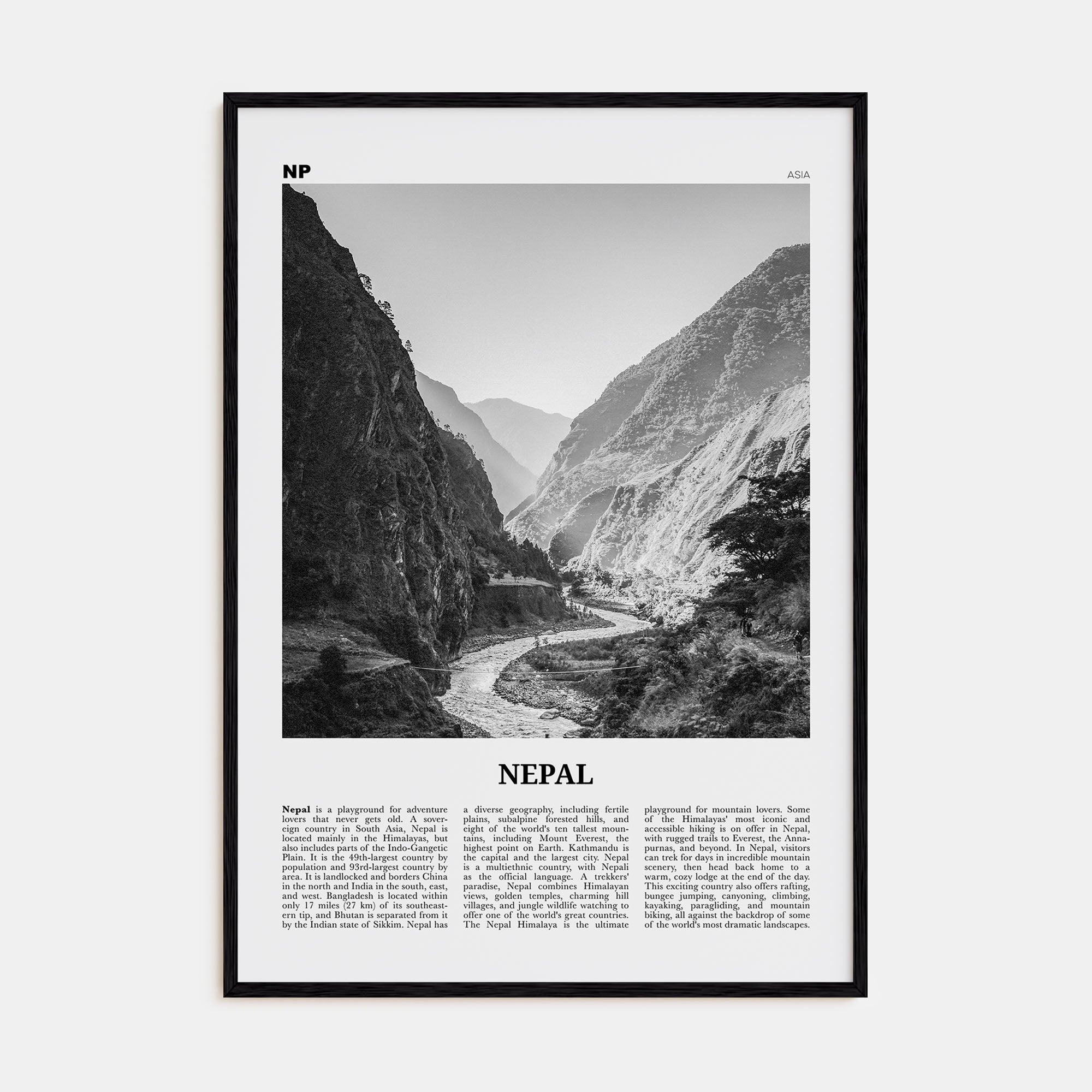 Nepal Travel B&W No 2 Poster