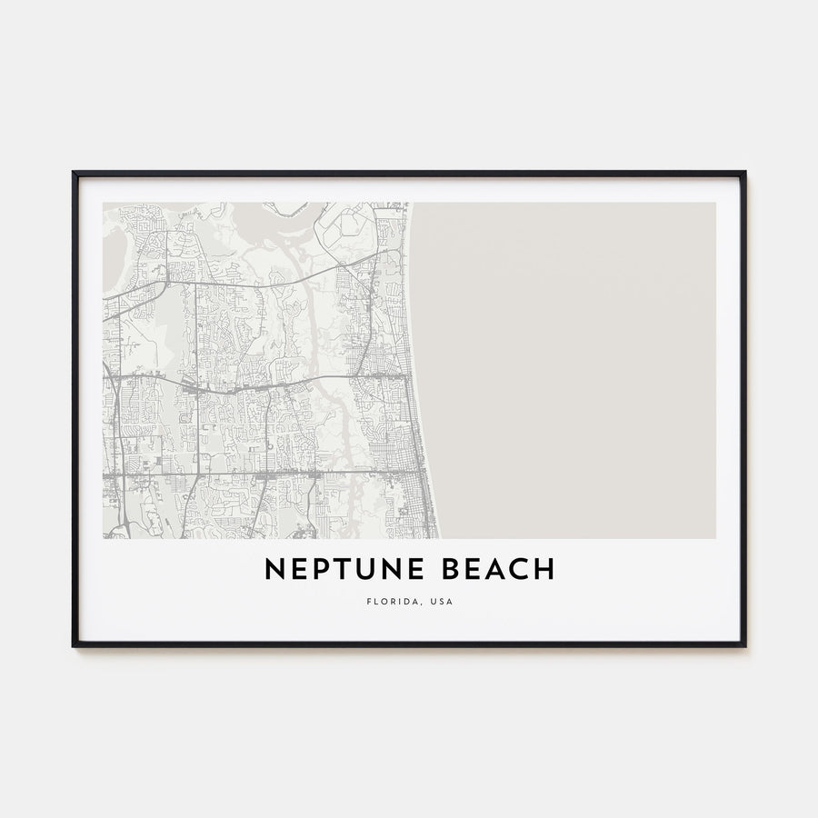 Neptune Beach Map Landscape Poster