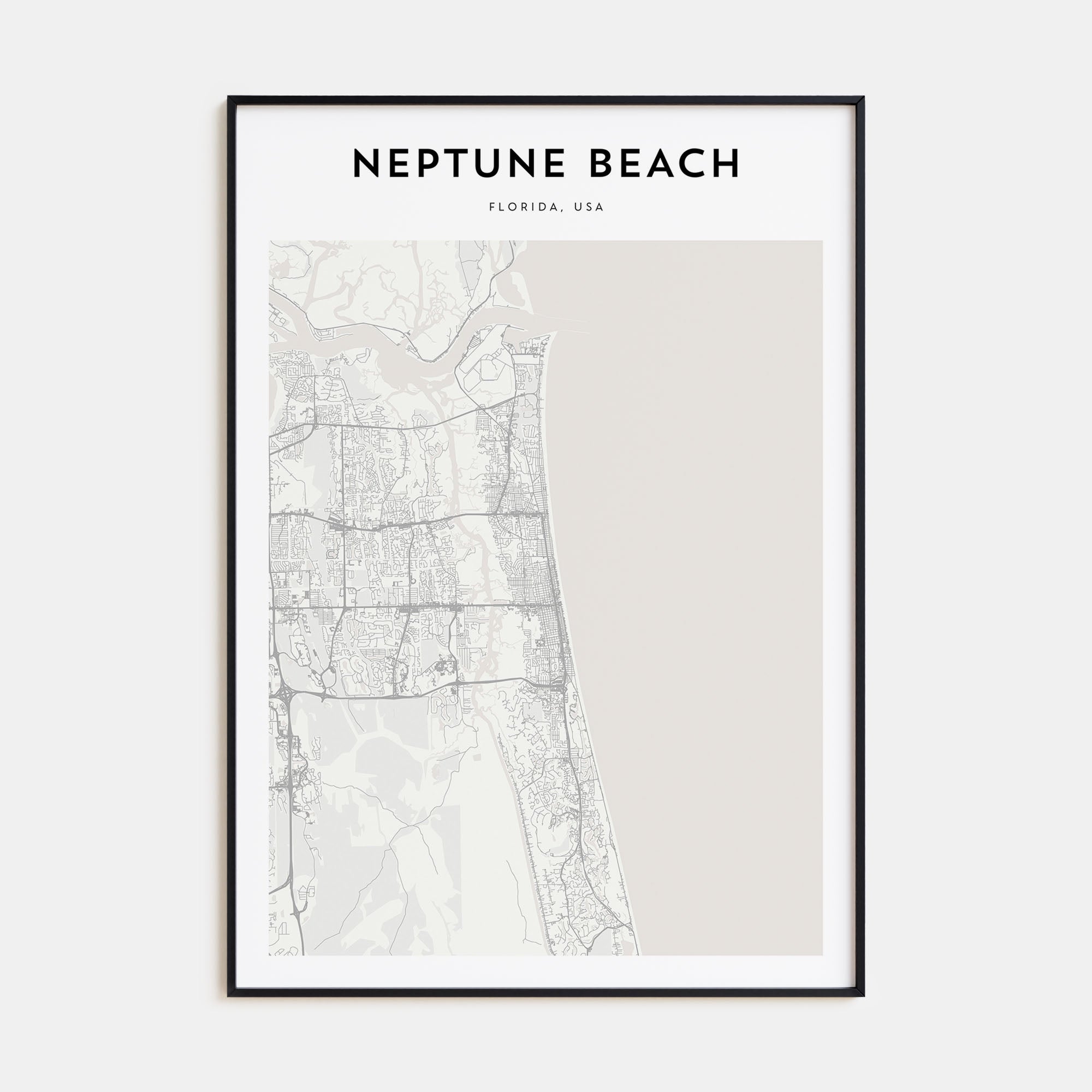 Neptune Beach Map Portrait Poster