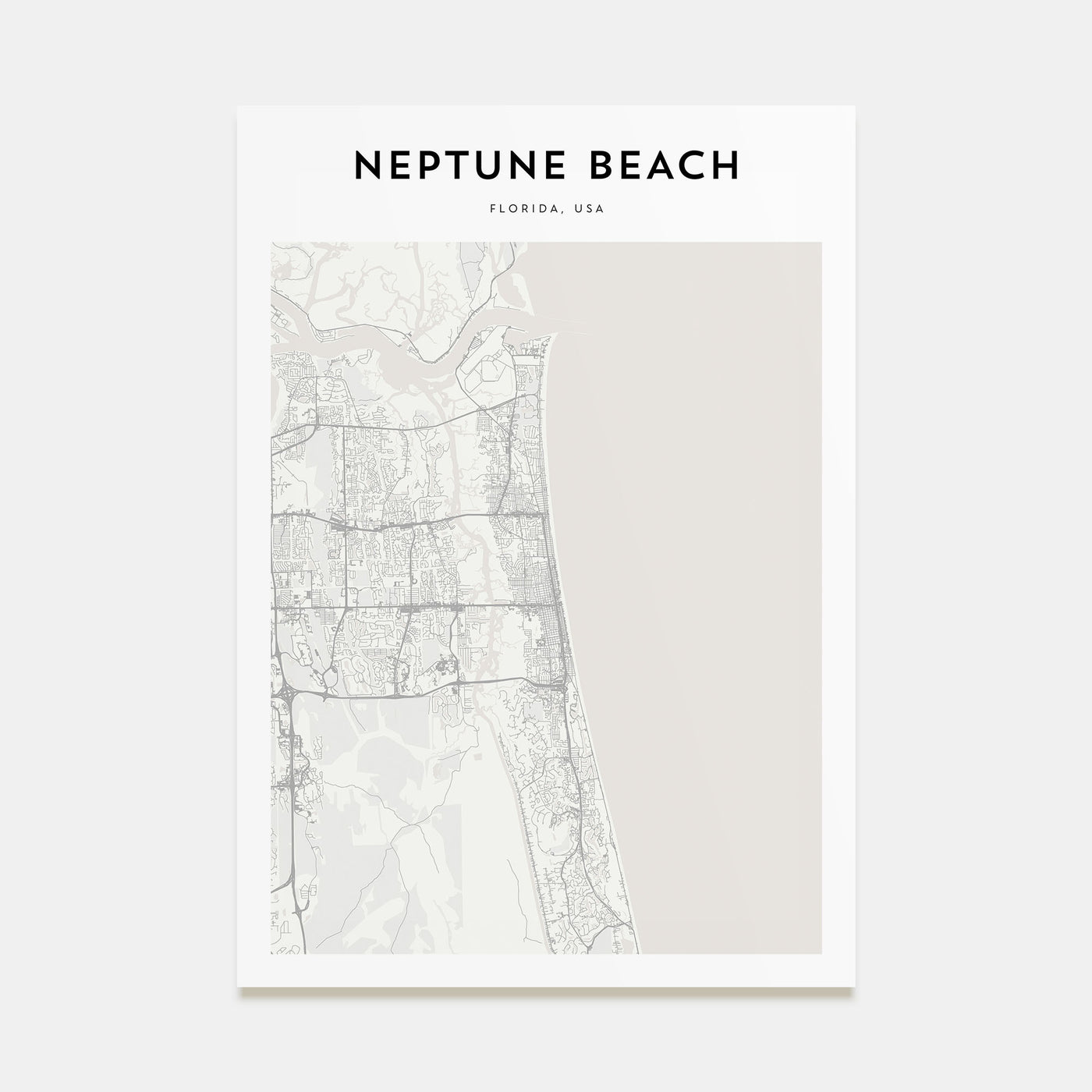 Neptune Beach Map Portrait Poster