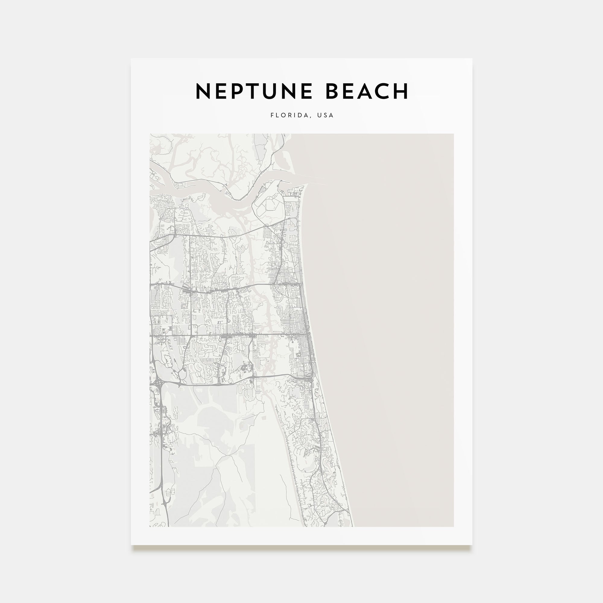 Neptune Beach Map Portrait Poster