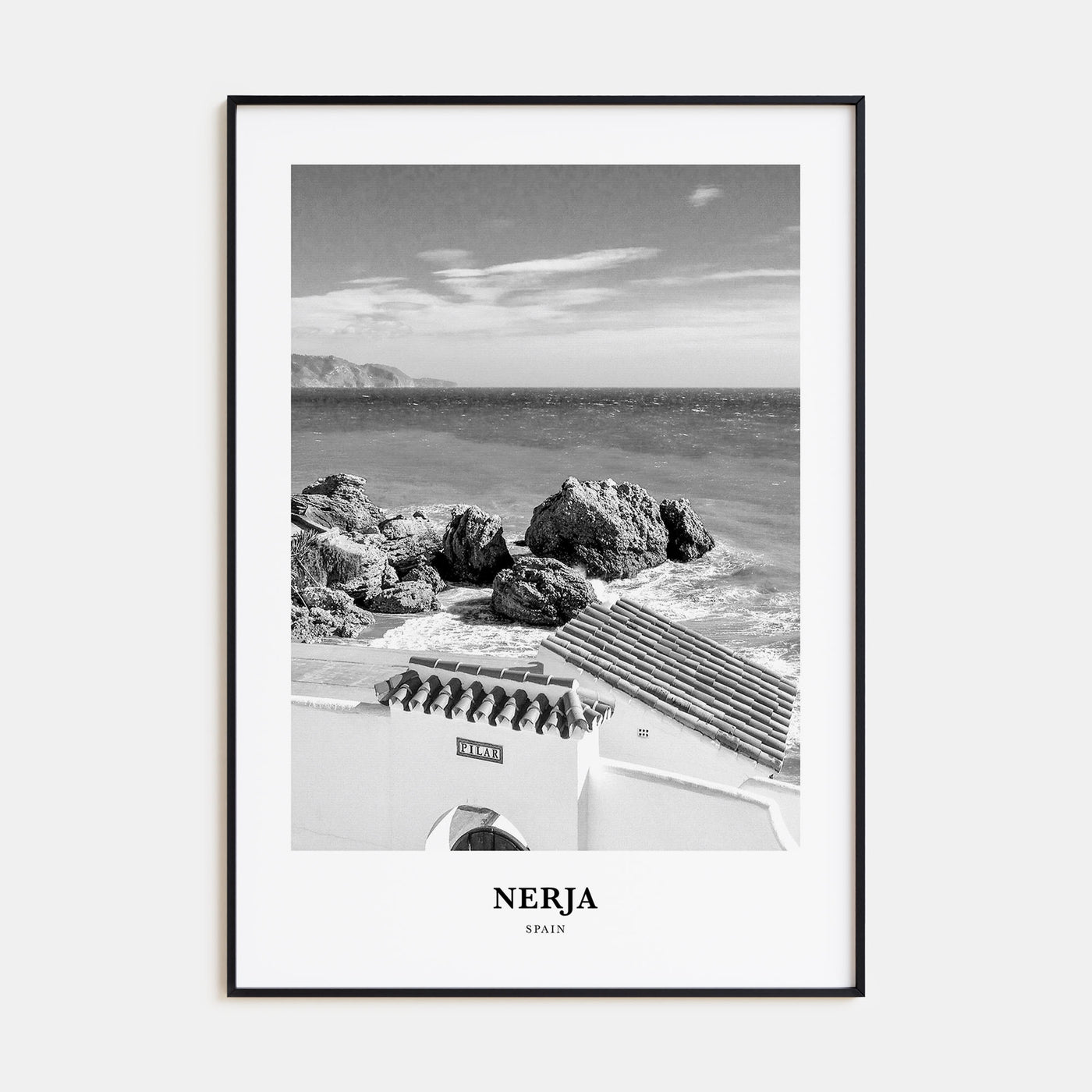 Nerja Portrait B&W Poster