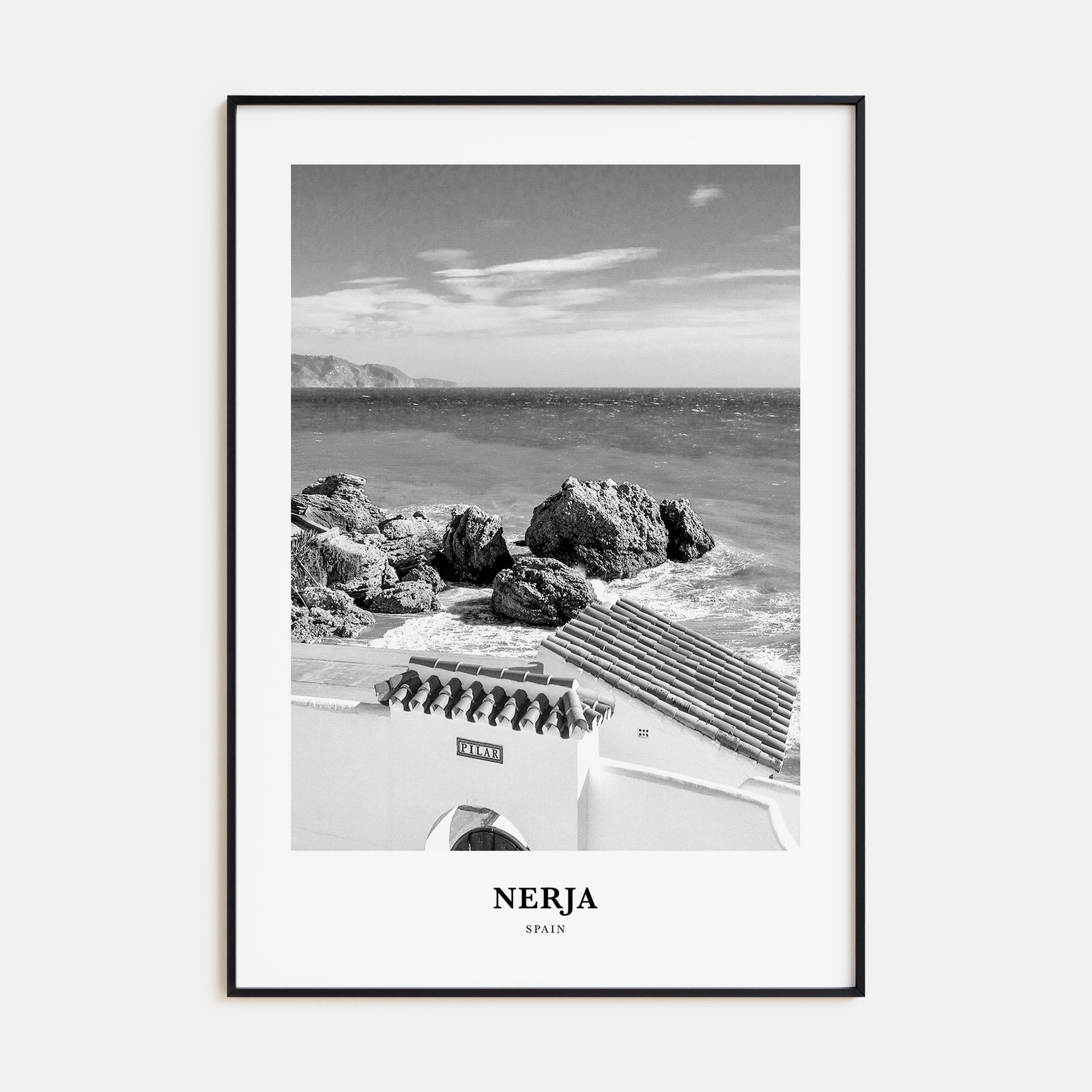 Nerja Portrait B&W Poster