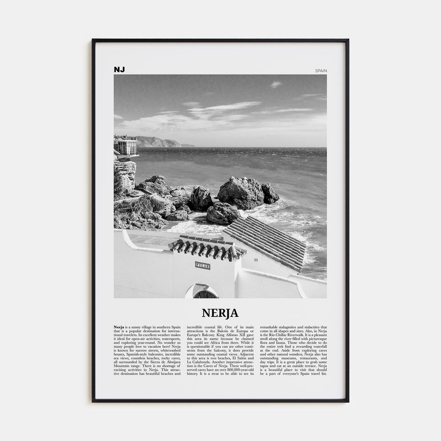 Nerja Travel B&W Poster