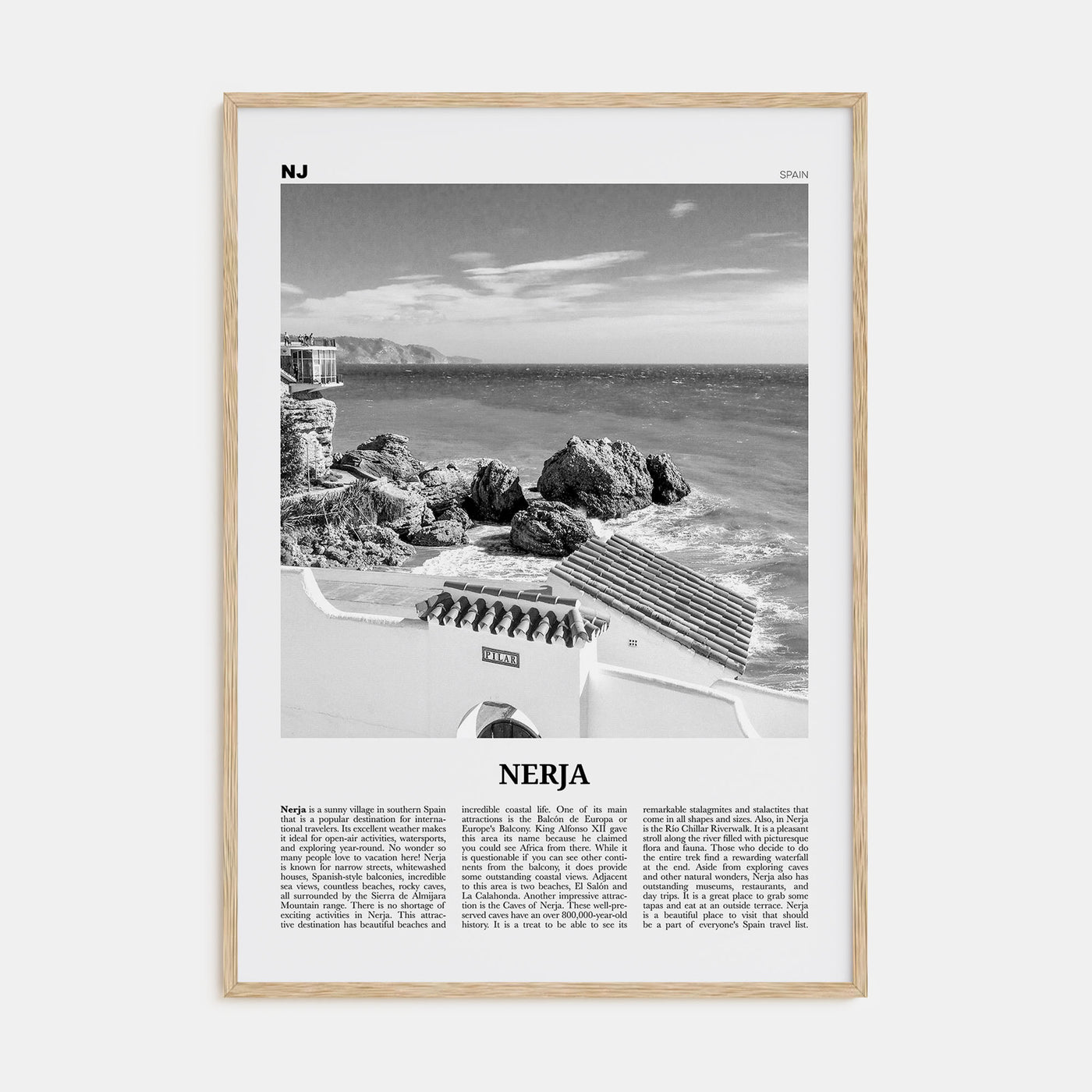 Nerja Travel B&W Poster