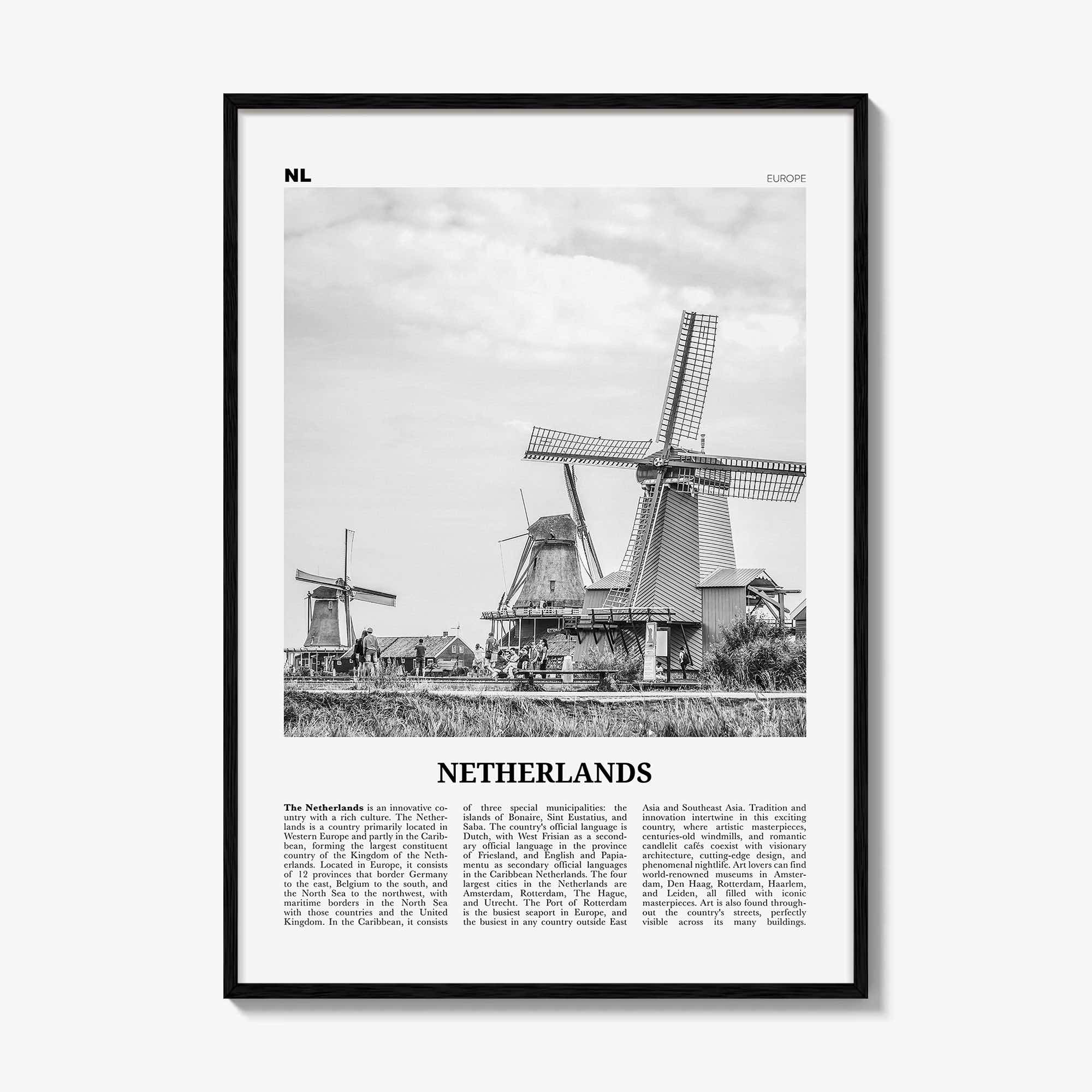 Netherlands Print Black and White, Netherlands Wall Art, Netherlands Poster, Netherlands Photo, Nederland, Holland, Amsterdam, Europe