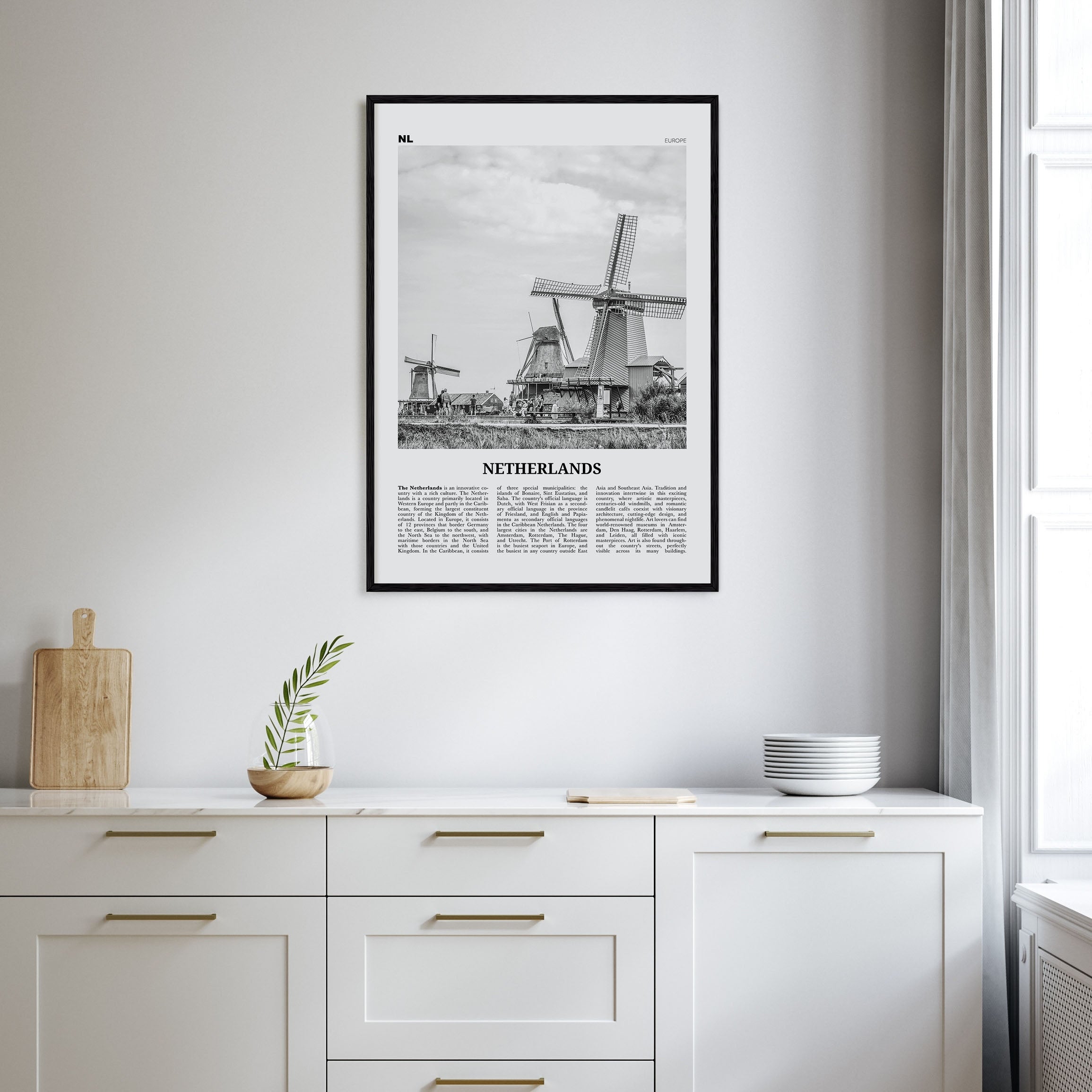 Netherlands Travel B&W Poster