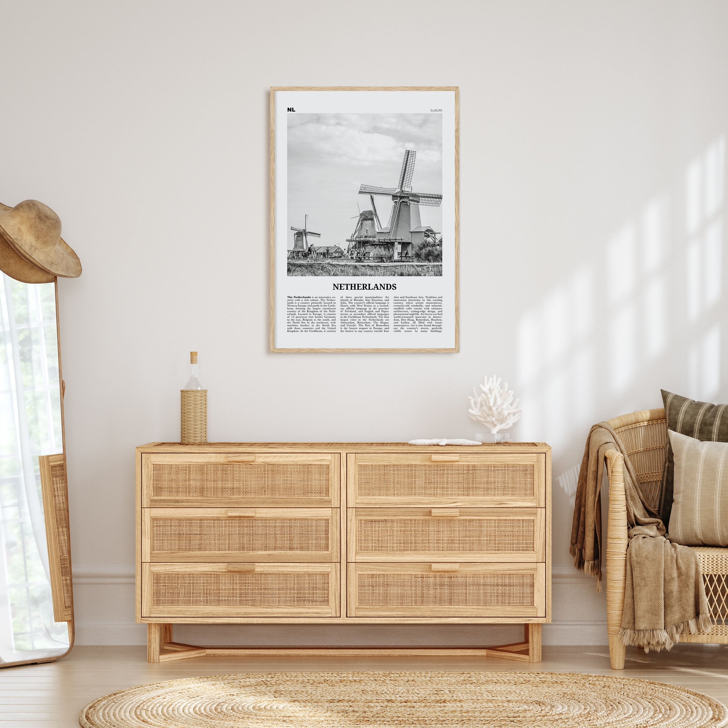 Netherlands Travel B&W Poster