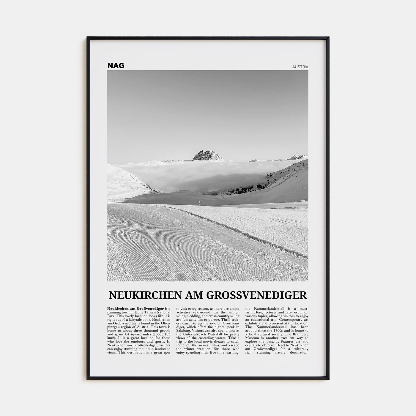 Neukirchen am Großvenediger Travel B&W Poster