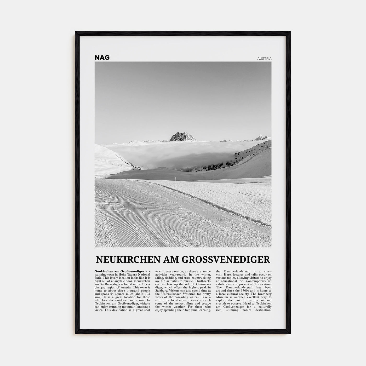 Neukirchen am Großvenediger Travel B&W Poster