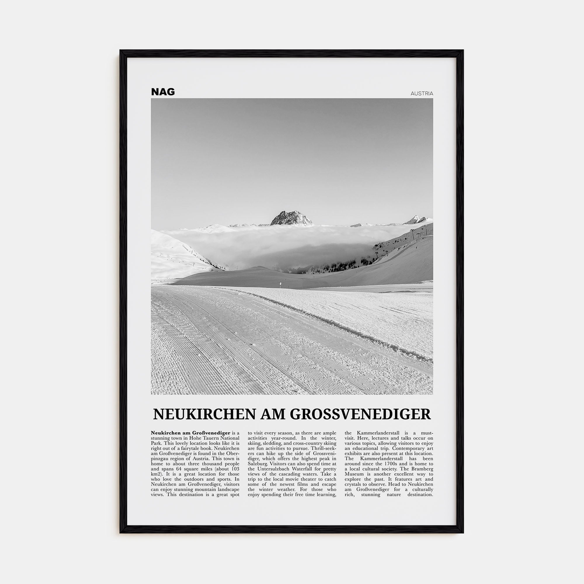 Neukirchen am Großvenediger Travel B&W Poster