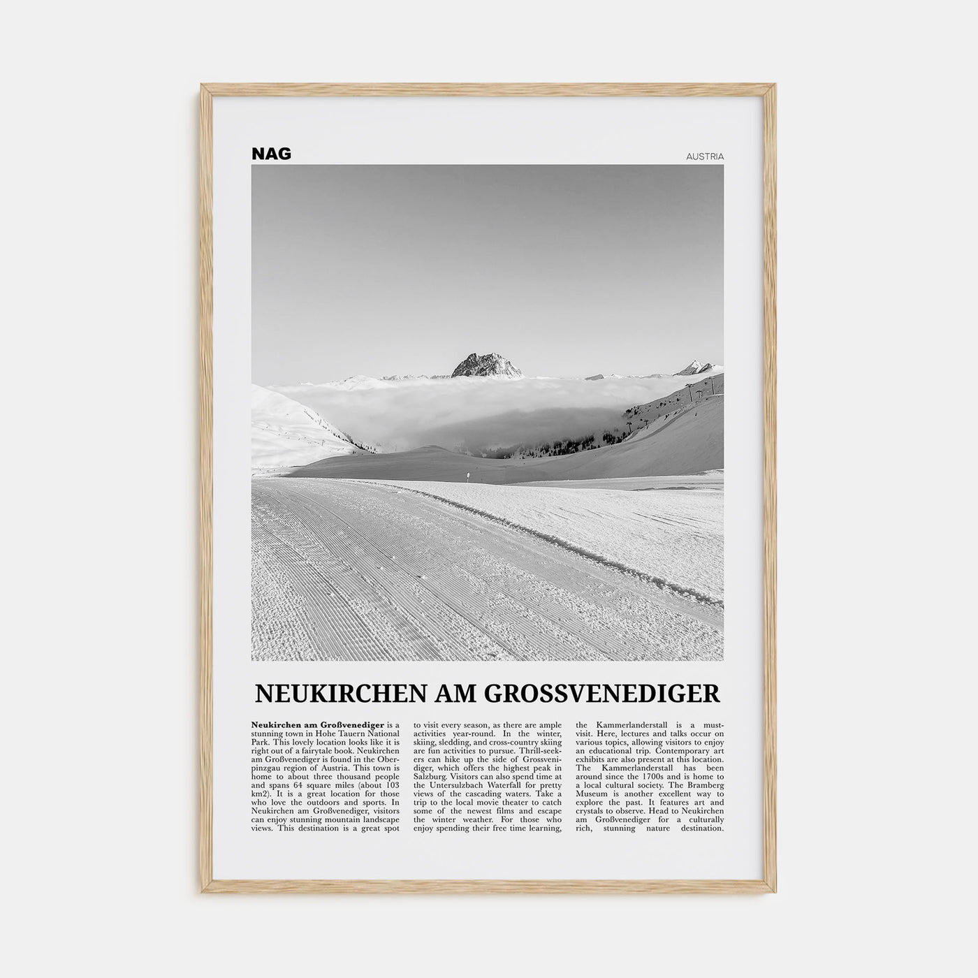 Neukirchen am Großvenediger Travel B&W Poster
