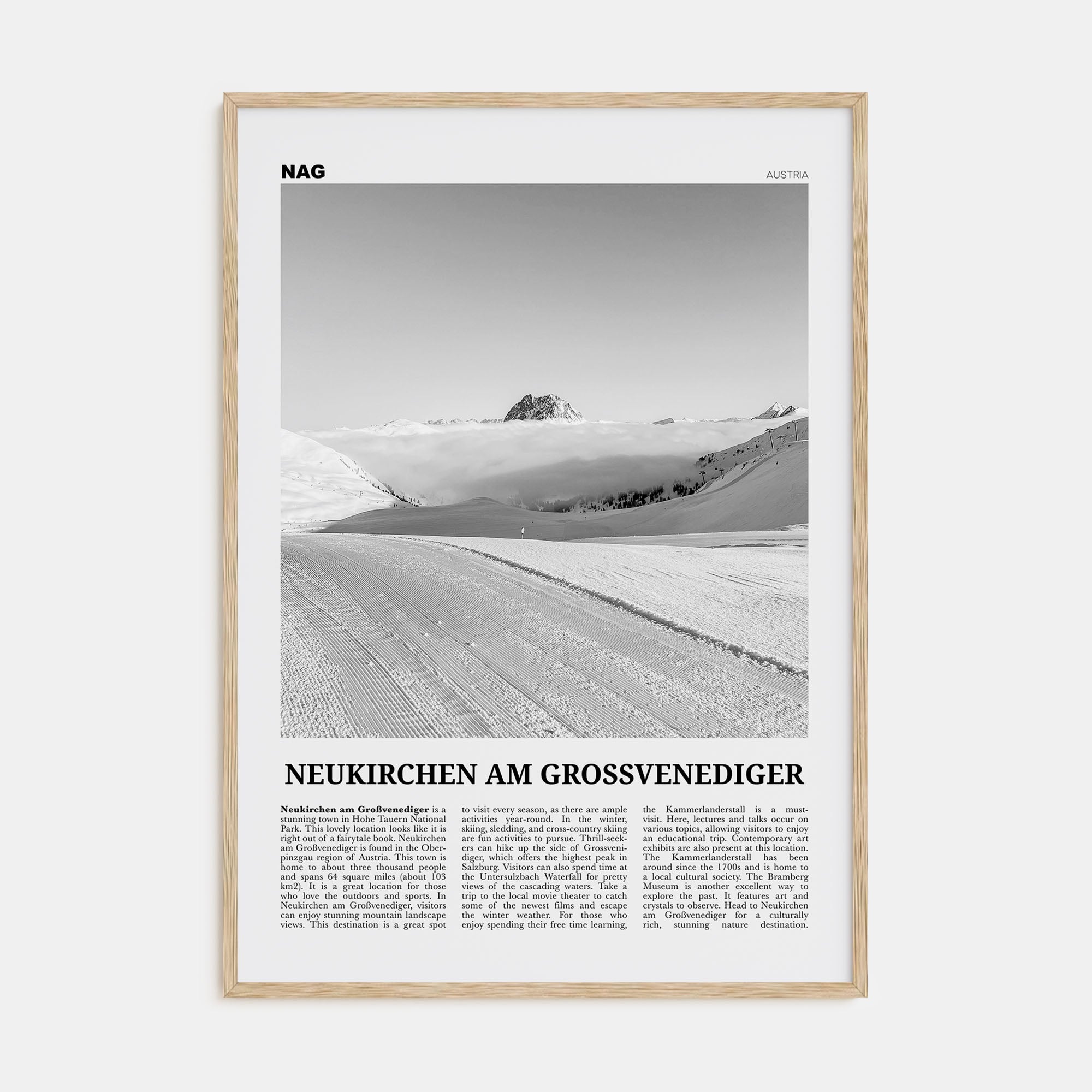 Neukirchen am Großvenediger Travel B&W Poster