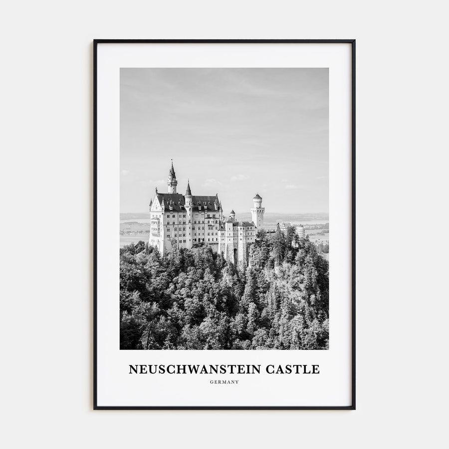 Neuschwanstein Castle Portrait B&W Poster