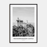 Neuschwanstein Castle Portrait B&W Poster