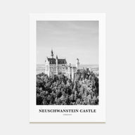 Neuschwanstein Castle Portrait B&W Poster