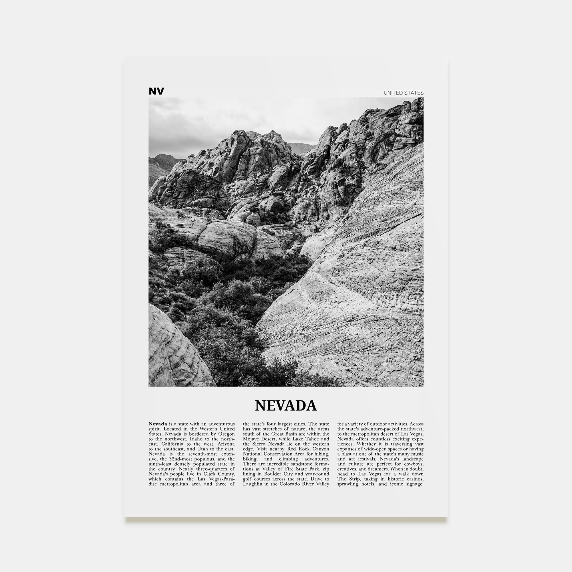 Nevada Travel B&W No 2 Poster