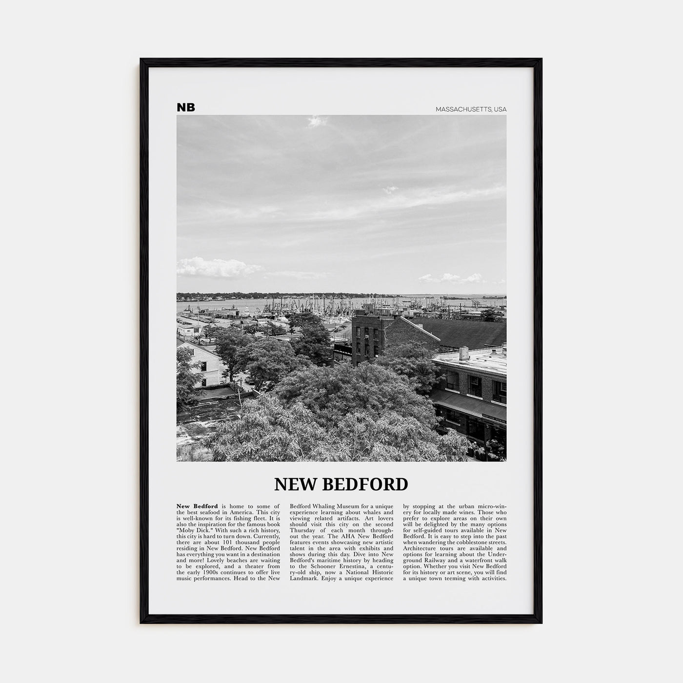 New Bedford Travel B&W Poster