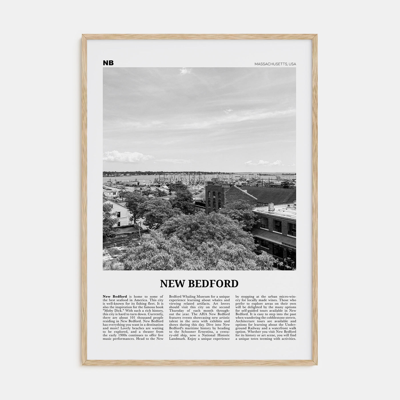 New Bedford Travel B&W Poster