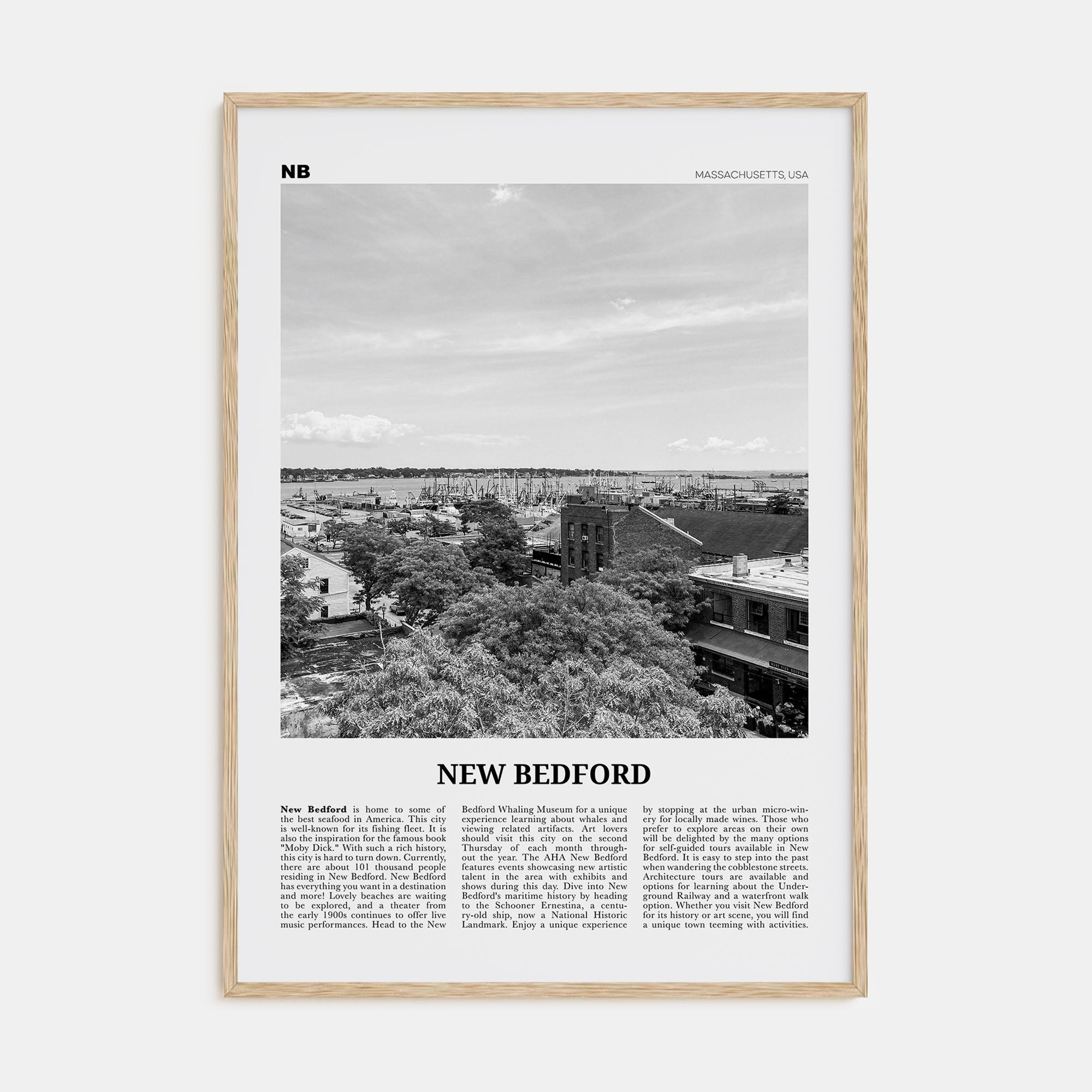 New Bedford Travel B&W Poster